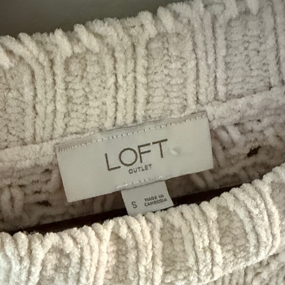 LOFT Women's Textured Knit Chenille Sweater - Cream - Picture 2 of 5
